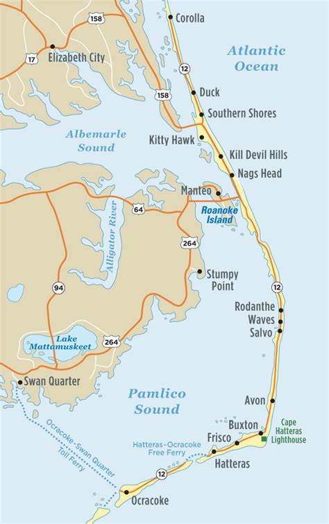 Follow US-168 South towards the Outer Banks. . Outer banks beaches map